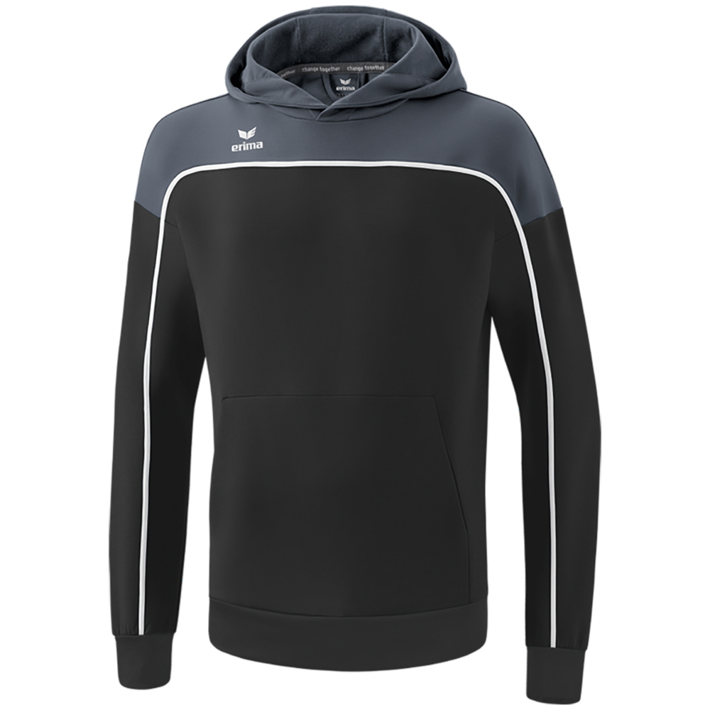 SUDADERA CON CAPUCHA ERIMA CHANGE, NEGRA-GRIS PIZARRA-BLANCA HOMBRE. S M L XL 2XL 3XL 