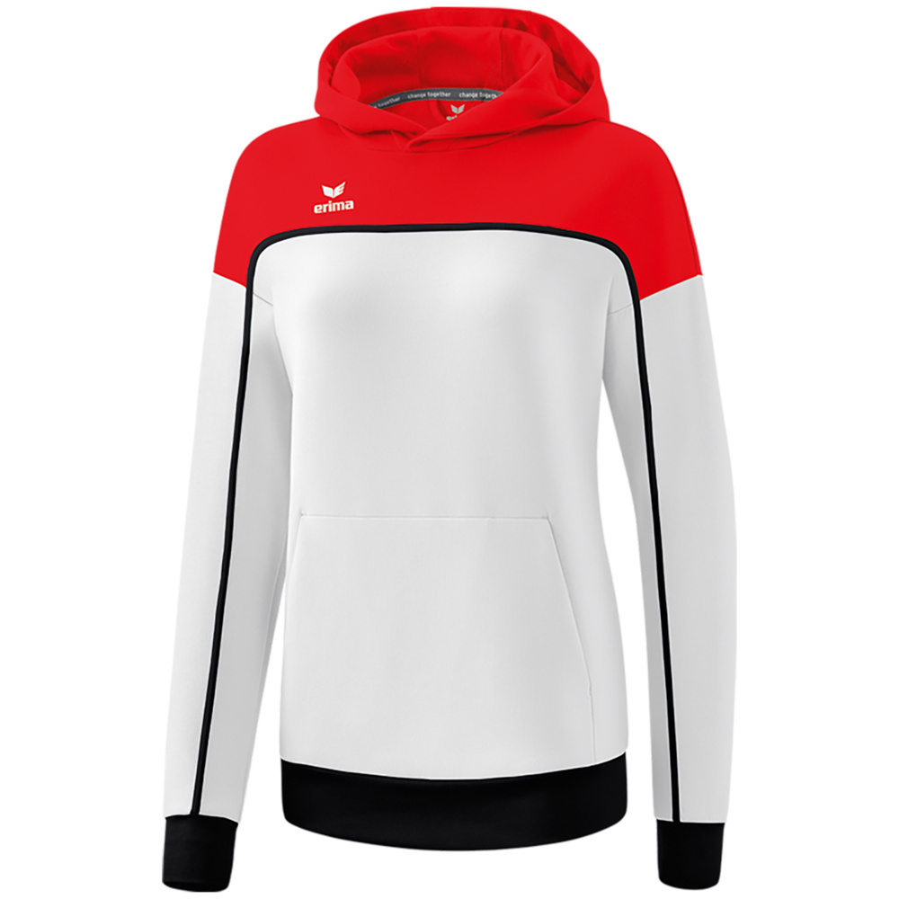 SUDADERA CON CAPUCHA ERIMA CHANGE, BLANCA-ROJA-NEGRA MUJER. 34 36 38 40 42 44 