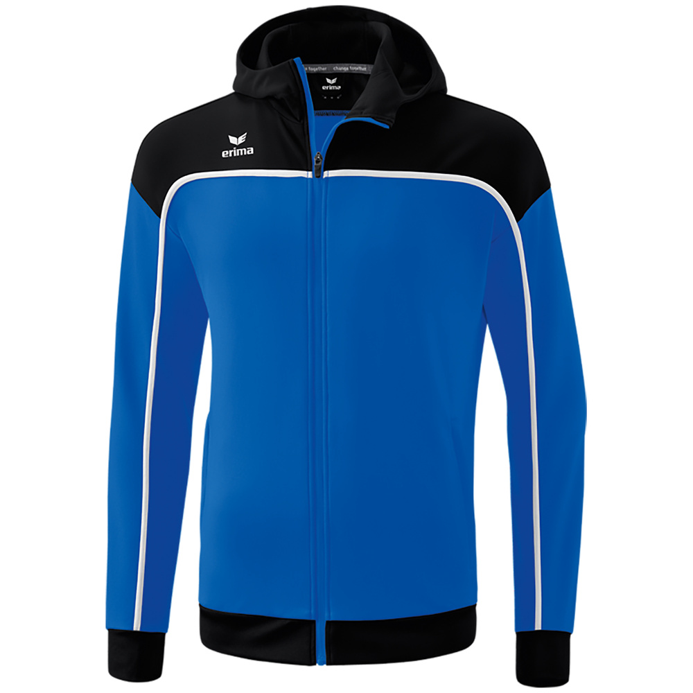 CHAQUETA ENTRENAMIENTO CON CAPUCHA ERIMA CHANGE, ROYAL-NEGRA-BLANCA HOMBRE. S M L XL 2XL XL 