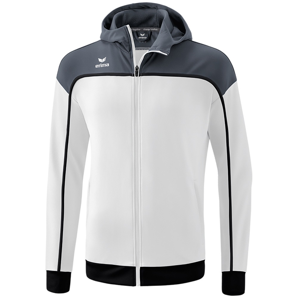 CHAQUETA ENTRENAMIENTO CON CAPUCHA ERIMA CHANGE, BLANCA-GRIS-NEGRA HOMBRE. S M L XL 2XL XL 