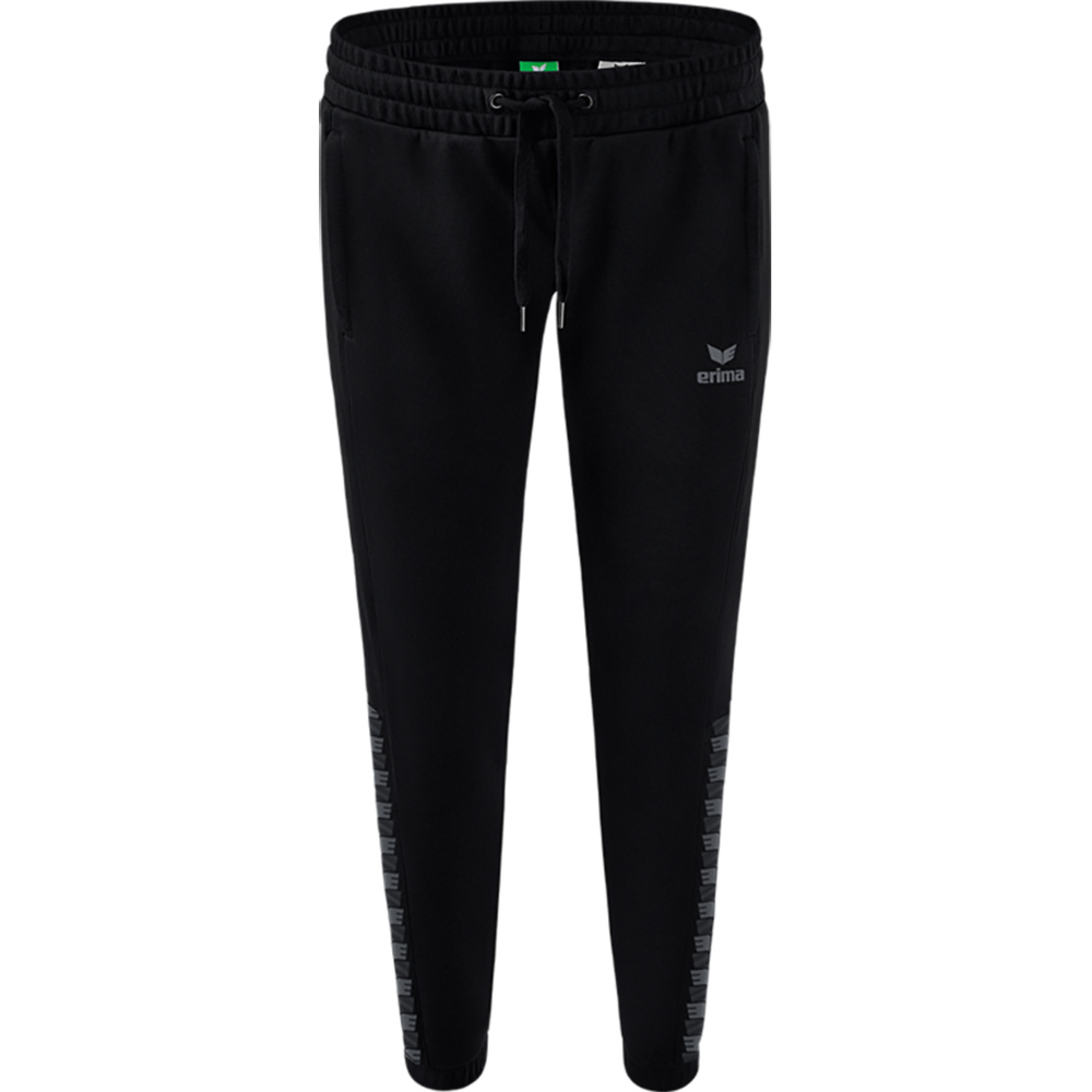 PANTALÓN DE CHÁNDAL ERIMA ESSENTIAL TEAM, NEGRO-GRIS PIZARRA MUJER. 34 36 38 40 42 44 