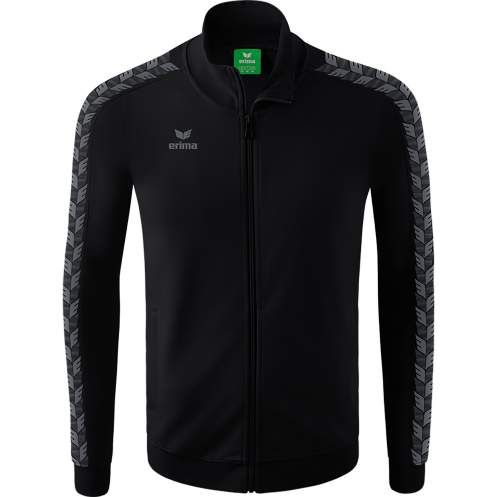 CHAQUETA ERIMA ESSENTIAL TEAM TRACK TOP, NEGRA-GRIS PIZARRA NIÑO. 128 140 152 164 