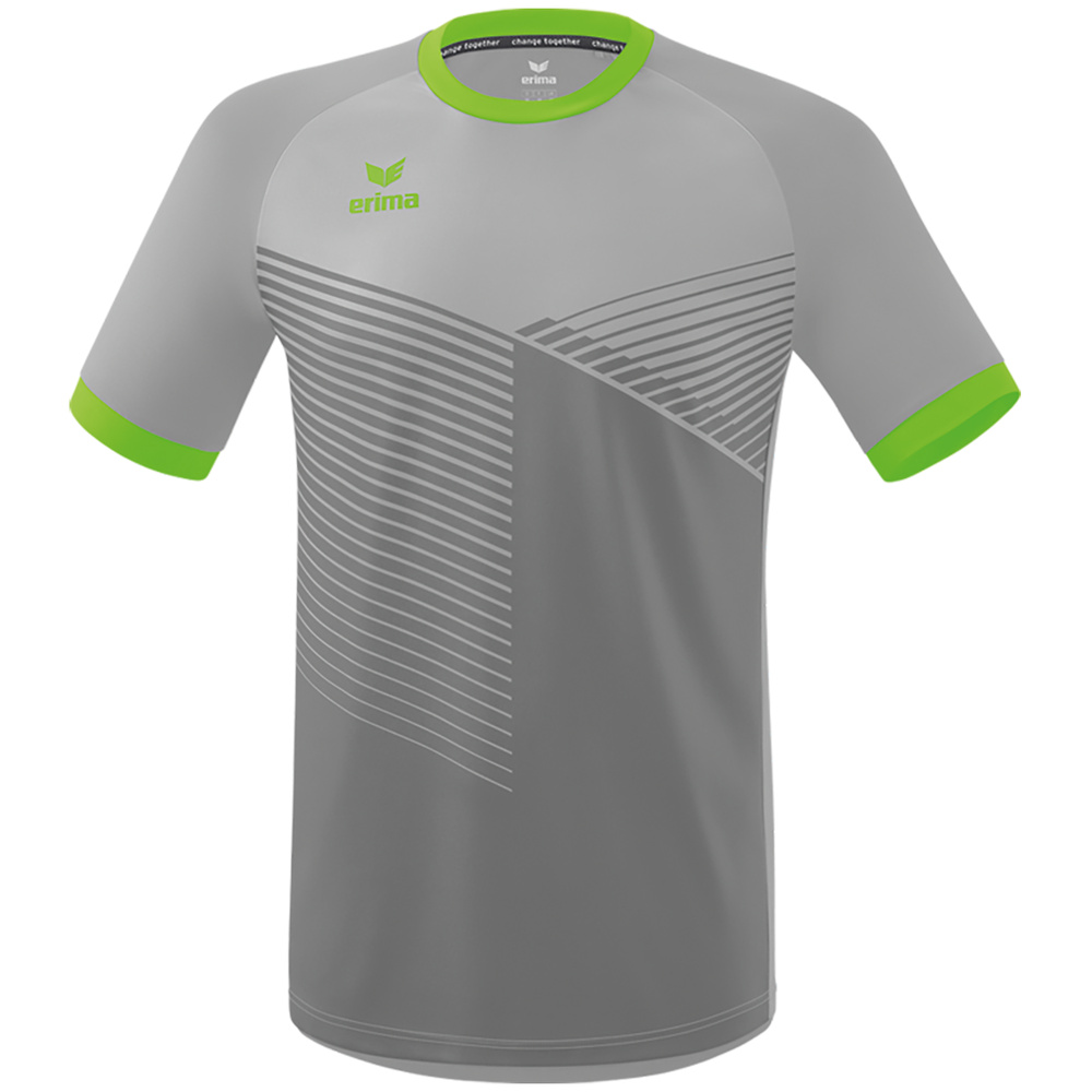 CAMISETA ERIMA MANTUA, GRIS-VERDE GECKO NIÑO. 128 140 152 164 