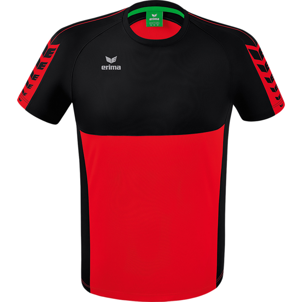 CAMISETA ERIMA SIX WINGS MANGA CORTA, ROJA-NEGRA NIÑO. 116 128 140 152 164 