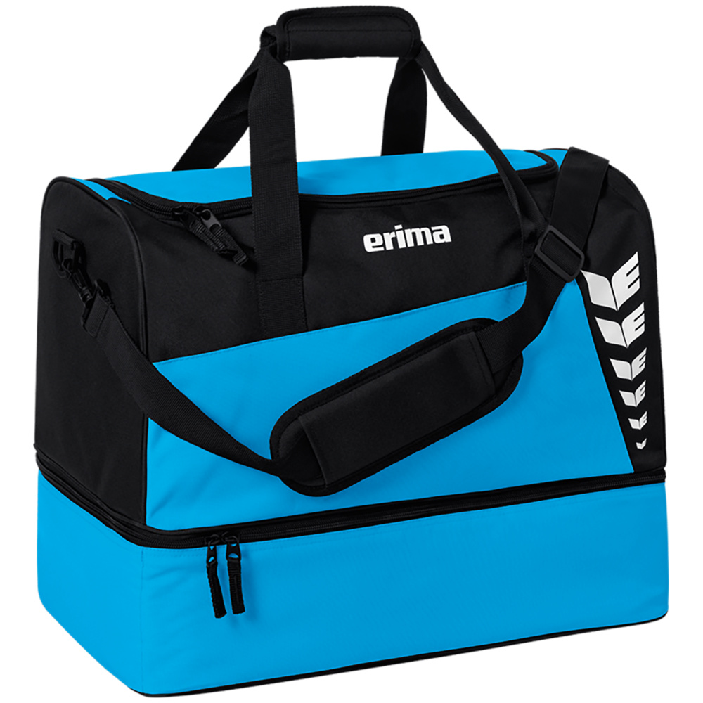 BOLSA DE DEPORTE CON ZAPATILLERO ERIMA SIX WINGS, CURACAO-NEGRA. S M L 