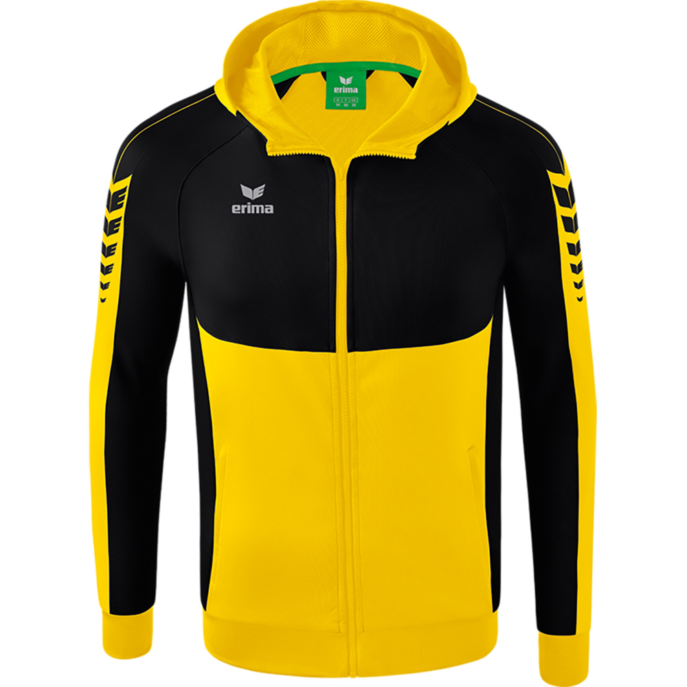 CHAQUETA DE ENTRENAMIENTO CON CAPUCHA ERIMA SIX WINGS, AMARILLA-NEGRA HOMBRE. S M L XL 2XL 3XL 