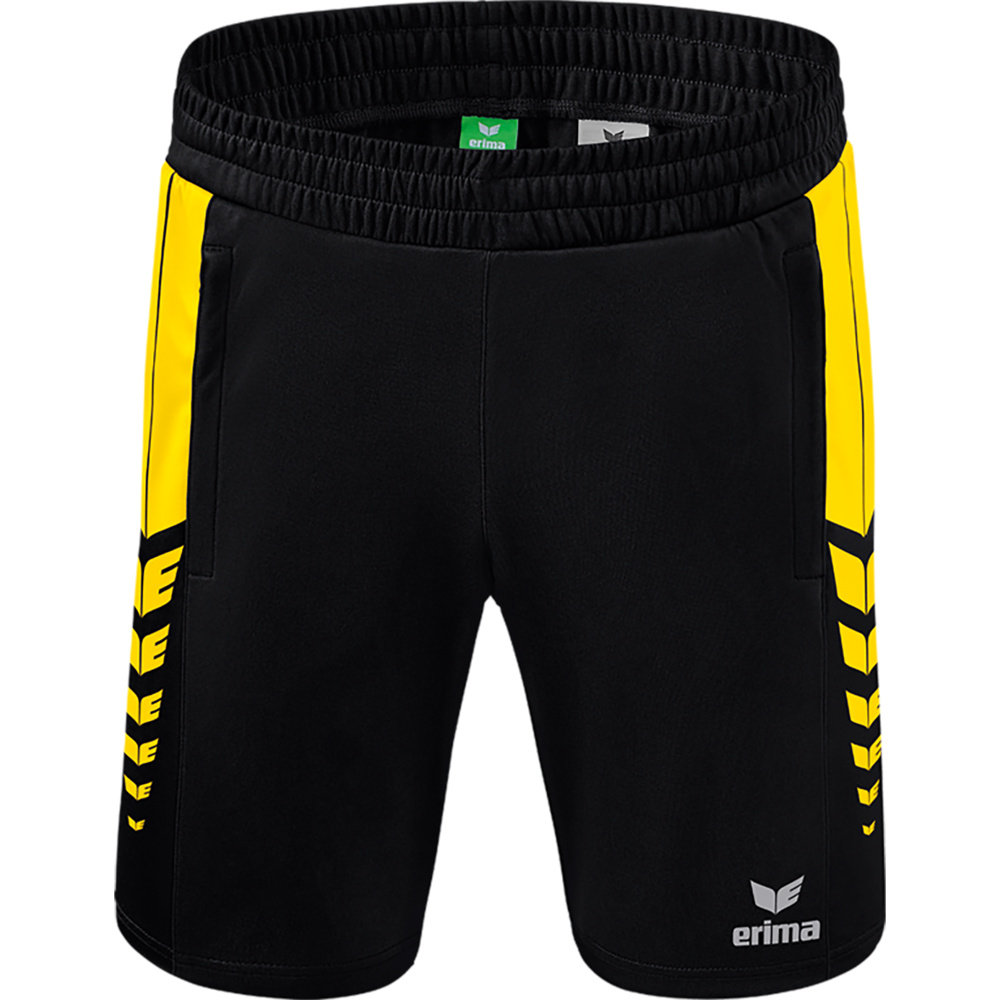 SHORT ERIMA SIX WINGS WORKER, NEGRO-AMARILLO HOMBRE. S M L XL 2XL 3XL 