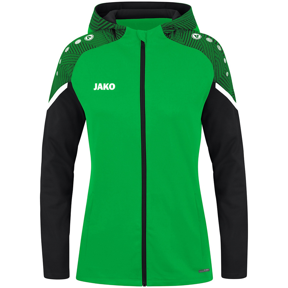 CHAQUETA CON CAPUCHA JAKO PERFORMANCE, VERDE-NEGRA MUJER. 34 