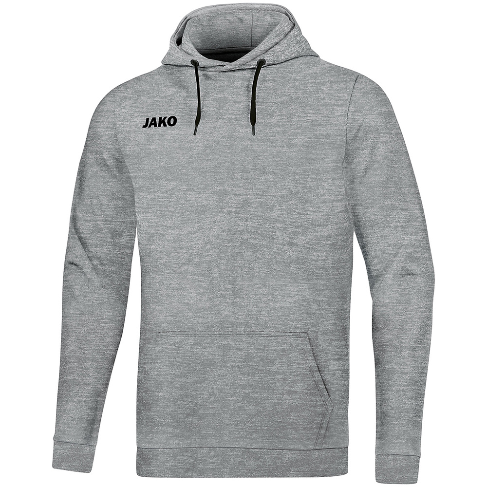 SUDADERA CON CAPUCHA JAKO BASE, GRIS MELANGE HOMBRE. S M L XL 2XL 3XL 4XL 