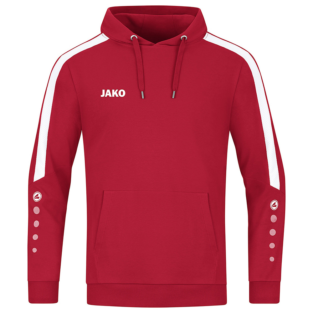 SUDADERA CON CAPUCHA JAKO POWER, ROJA-BLANCA HOMBRE. S M L XL 2XL 3XL 4XL 