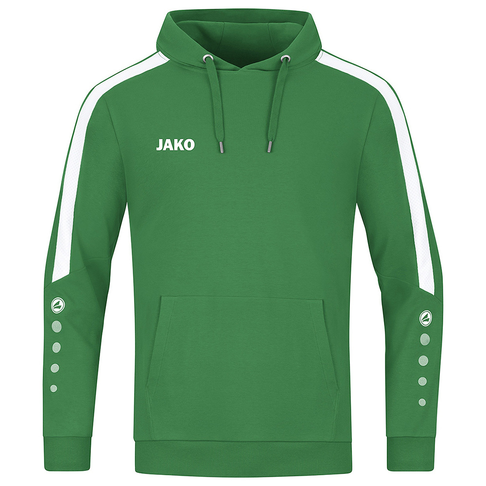 SUDADERA CON CAPUCHA JAKO POWER, VERDE-BLANCA NIÑO. 128 140 152 164 