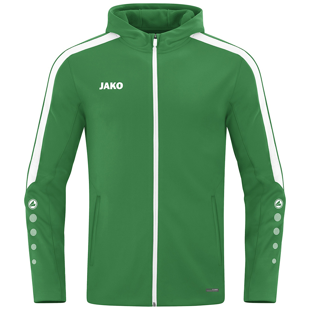 CHAQUETA CON CAPUCHA JAKO POWER, VERDE-BLANCA MUJER. 34 36 38 40 42 44 