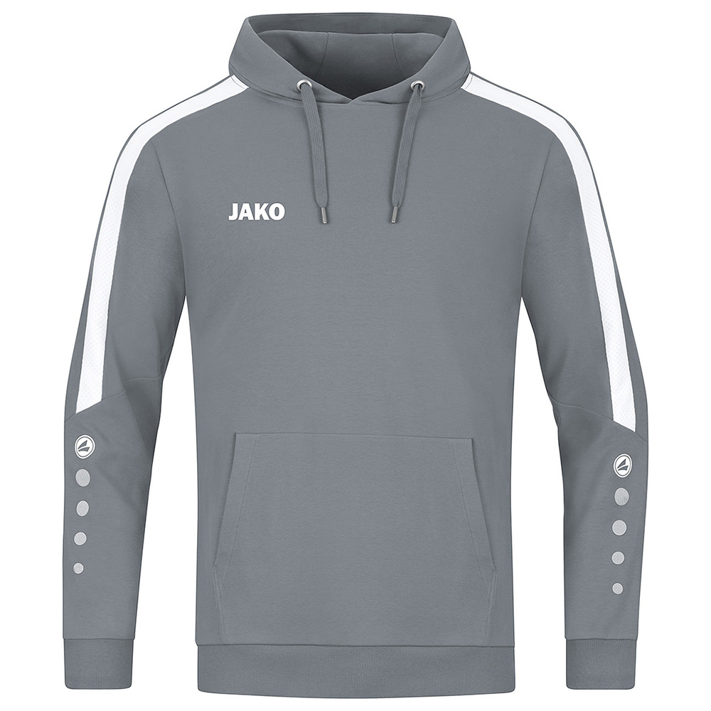 SUDADERA CON CAPUCHA JAKO POWER, GRIS PIEDRA-BLANCA MUJER. 34 36 38 40 42 44 