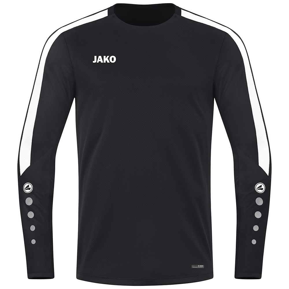 SUDADERA JAKO POWER, NEGRA-BLANCA NIÑO. 116 128 140 152 164 