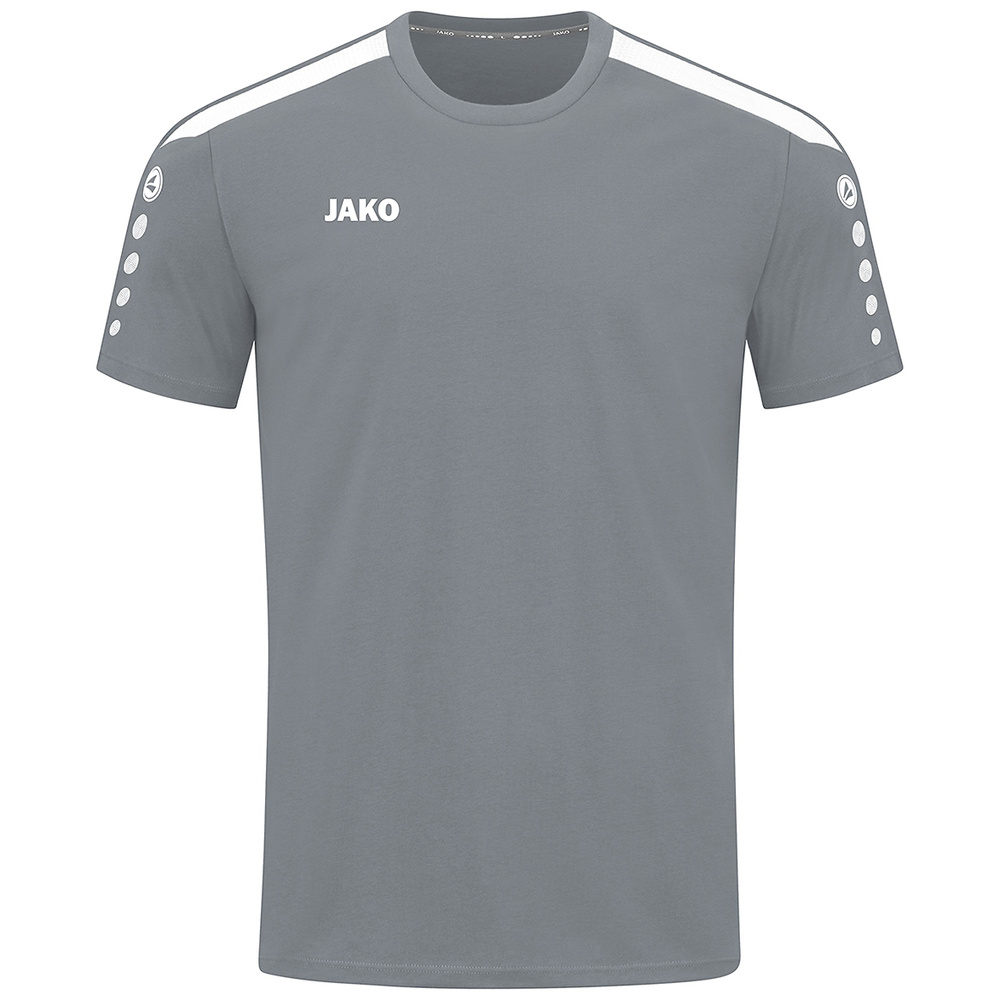 CAMISETA JAKO POWER, GRIS PIEDRA-BLANCA HOMBRE. ss M L XL 2XL 3XL 4XL 