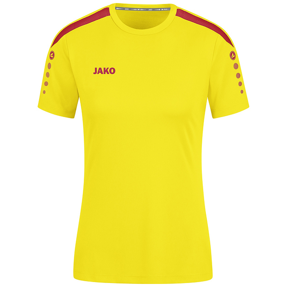 CAMISETA JAKO POWER MANGA CORTA, AMARILLA-ROJA MUJER. 34 36 38 40 42 44 