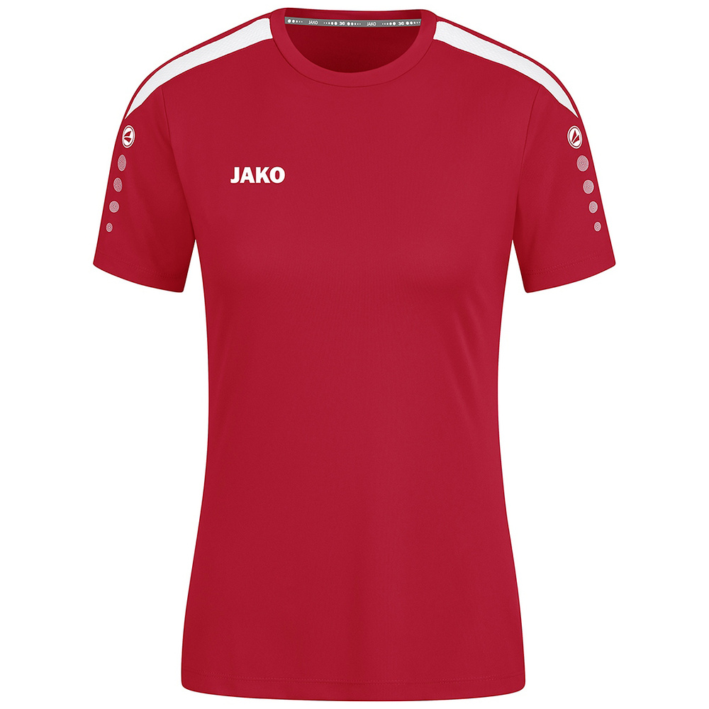 CAMISETA JAKO POWER MANGA CORTA, ROJA-BLANCA MUJER. 34 36 38 40 42 44 