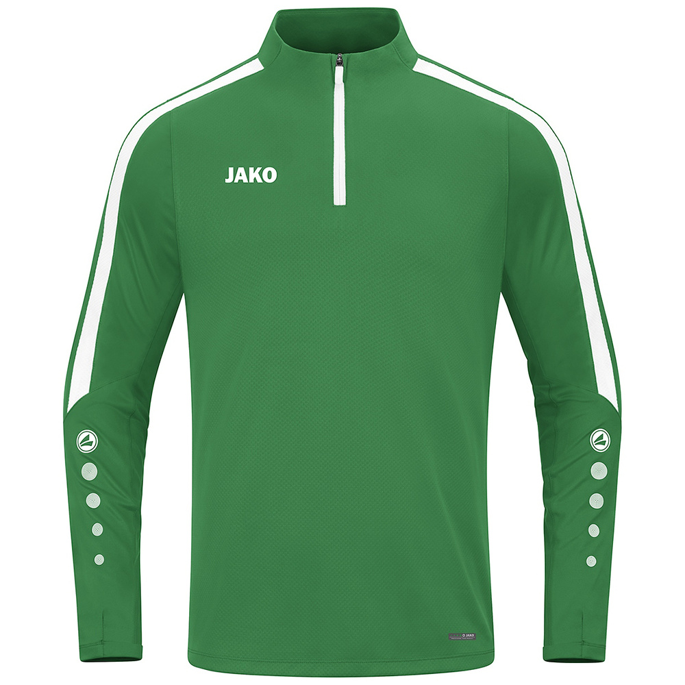 SUDADERA ZIP TOP JAKO POWER, VERDE-BLANCA UNISEX. S M L XL 2XL 3XL 