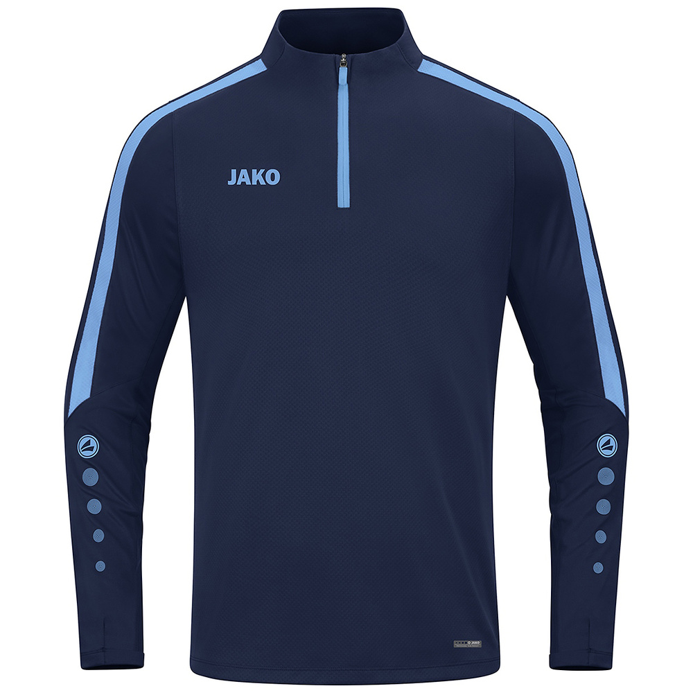 SUDADERA ZIP TOP JAKO POWER, MARINO-CELESTE UNISEX. S M L XL 2XL 3XL 