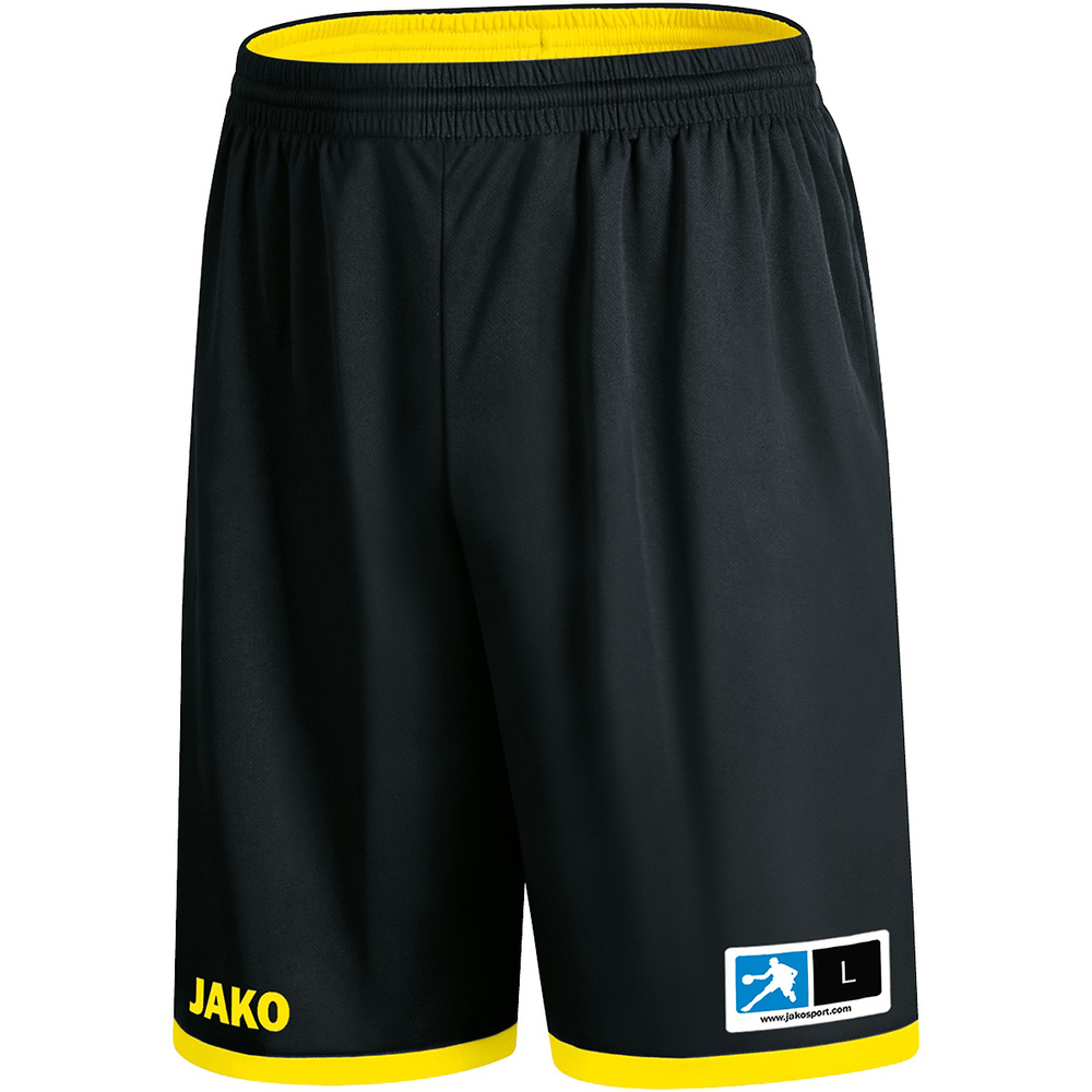 SHORT REVERSIBLE JAKO CHANGE 2.0, NEGRO-AMARILLO HOMBRE. S M L XL 2XL 3XL 