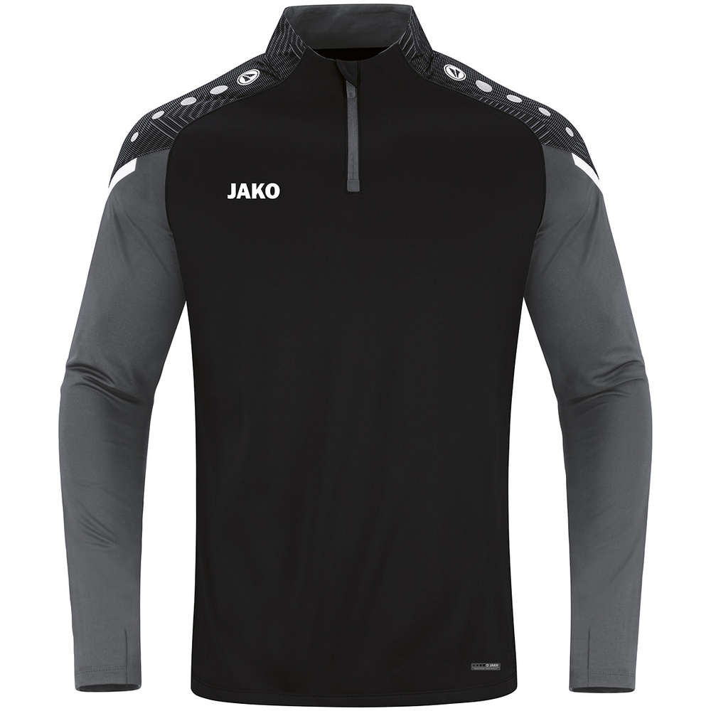 SUDADERA ZIP TOP JAKO PERFORMANCE, NEGRA-ANTRACITA NIÑO. 128 