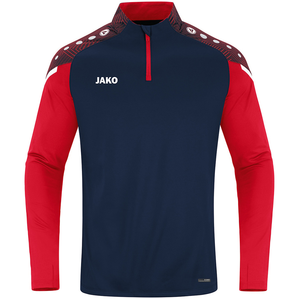 SUDADERA ZIP TOP JAKO PERFORMANCE, MARINO-ROJA NIÑO. 128 