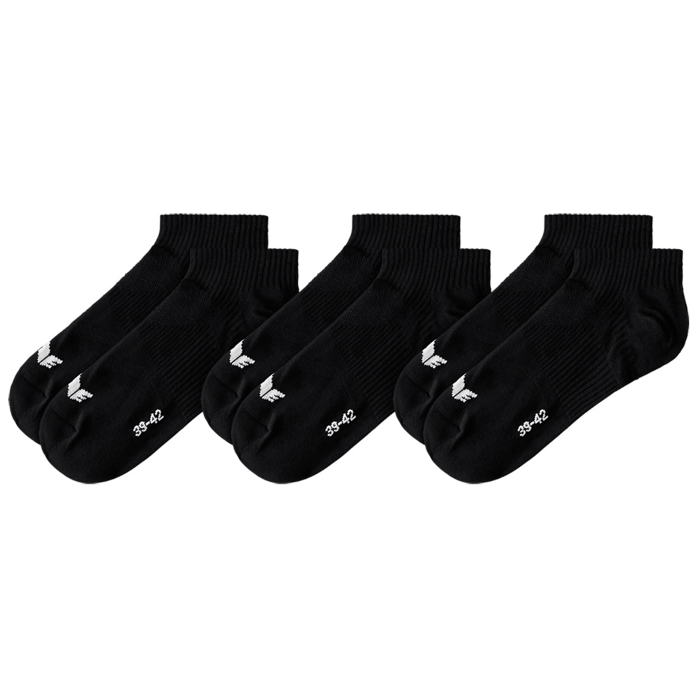 CALCETINES TOBILLEROS ERIMA, NEGRO (3 PARES). 1 (27-30) 2 (31-34) 3 (35-38) 4 (39-42) 5 (43-46) 