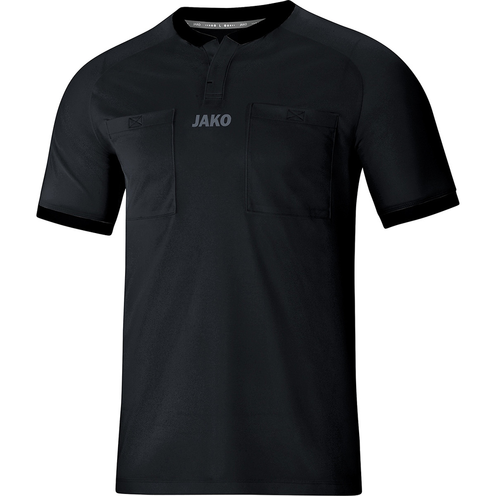 CAMISETA DE ÁRBITRO JAKO MANGA CORTA, NEGRA HOMBRE. XS S M L XL 2XL 3XL 