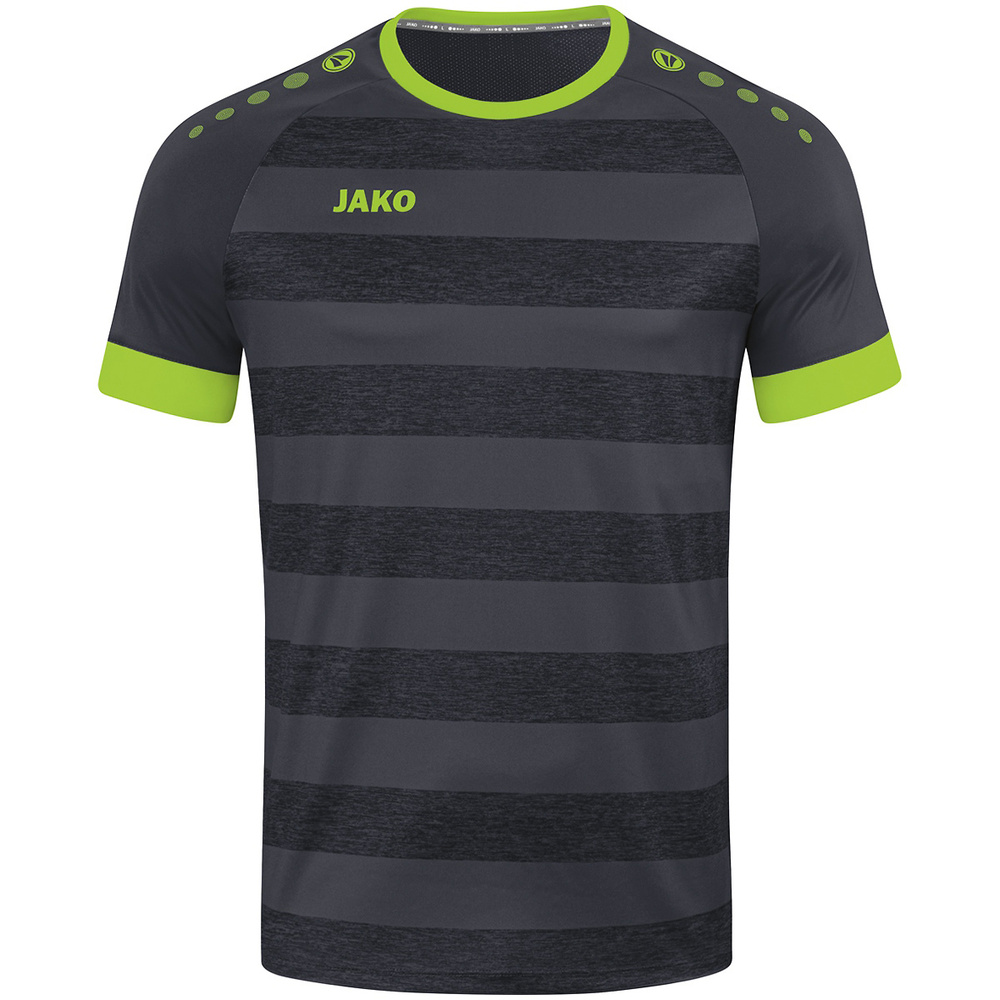 CAMISETA JAKO CELTIC MELANGE MANGA CORTA, ANTRACITA-LIMÓN NIÑO. 116 128 140 152 164 