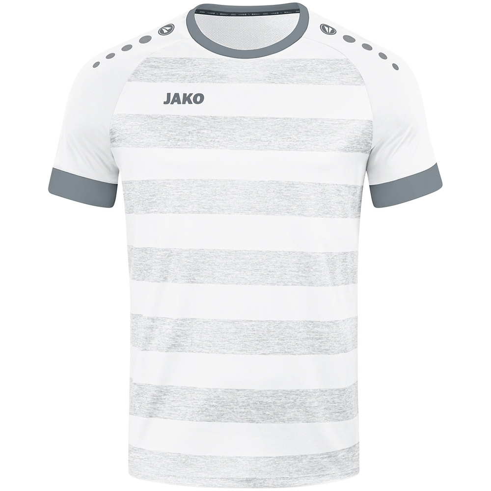 CAMISETA JAKO CELTIC MELANGE MANGA CORTA, BLANCA-GRIS PIEDRA NIÑO. 116 128 140 152 164 