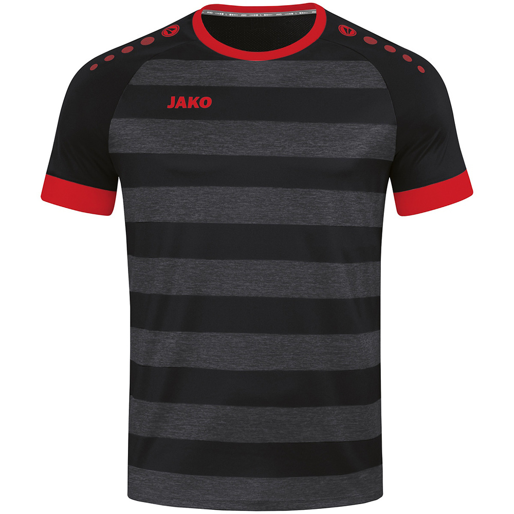 CAMISETA JAKO CELTIC MELANGE MANGA CORTA, NEGRA-ROJA NIÑO. 116 128 140 152 164 