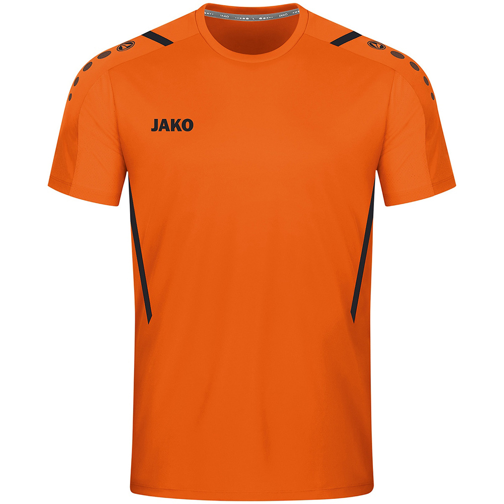 CAMISETA JAKO CHALLENGE MANGA CORTA, NARANJA-NEGRA NIÑO. 116 128 140 152 164 