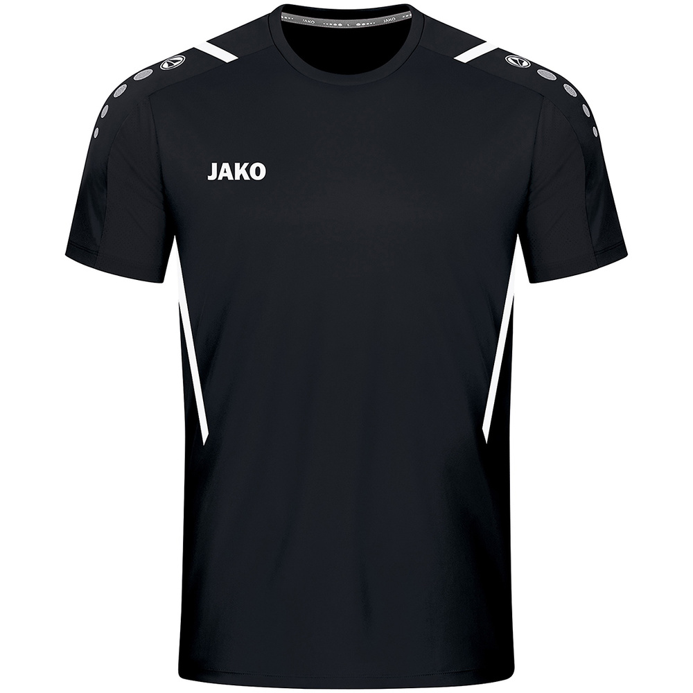 CAMISETA JAKO CHALLENGE MANGA CORTA, NEGRA-BLANCA HOMBRE. S M L XL 2XL 3XL 