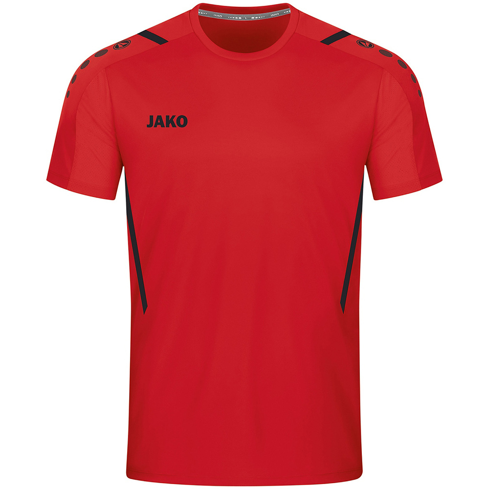 CAMISETA JAKO CHALLENGE MANGA CORTA, ROJA-NEGRA NIÑO. 116 128 140 152 164 