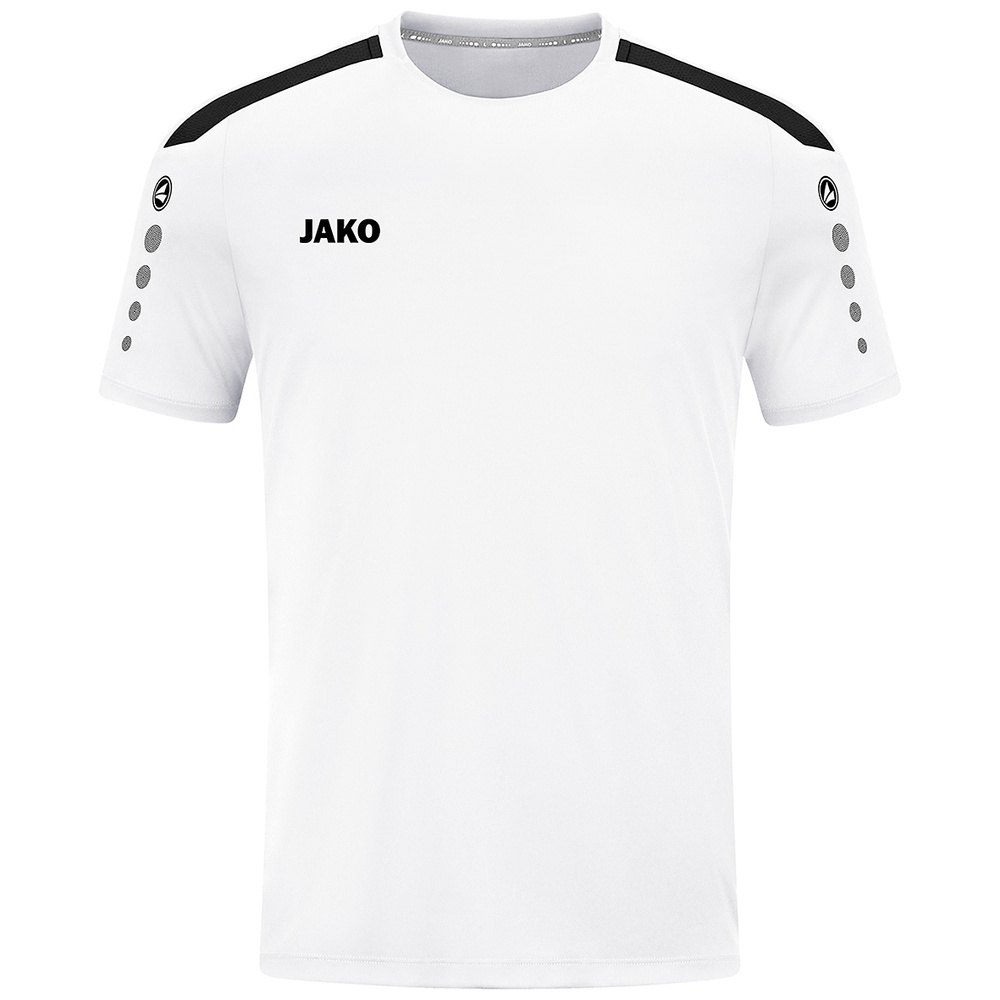 CAMISETA JAKO POWER MANGA CORTA, BLANCA-NEGRA NIÑO. 116 128 140 152 164 