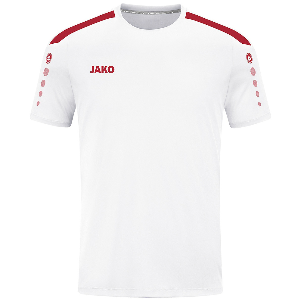 CAMISETA JAKO POWER MANGA CORTA, BLANCA-ROJA HOMBRE. 2XL 3XL 4XL L M S XL 