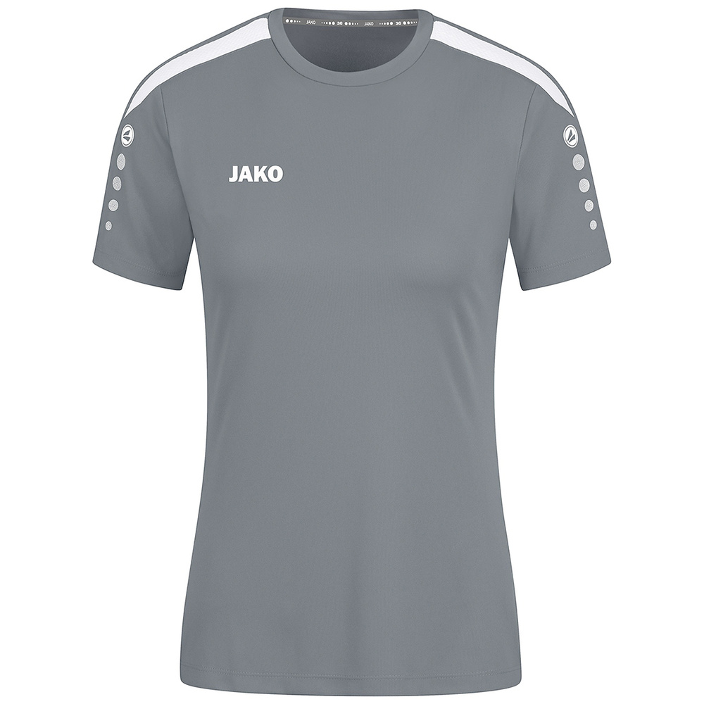 CAMISETA JAKO POWER MANGA CORTA, GRIS PIEDRA-BLANCA MUJER. 34 36 38 40 42 44 