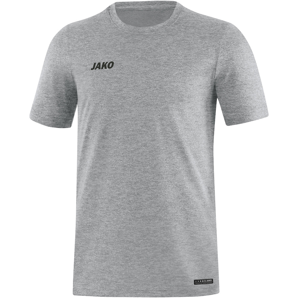 CAMISETA JAKO PREMIUM BASICS MANGA CORTA, GRIS CLARO MELANGE HOMBRE. S M L XL 2XL 3XL 4XL 