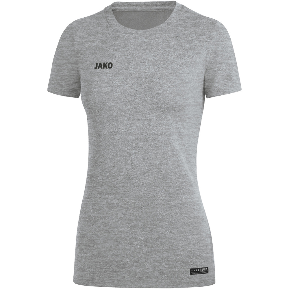 CAMISETA JAKO PREMIUM BASICS MANGA CORTA, GRIS CLARO MELANGE MUJER. 34 36 38 40 42 44 