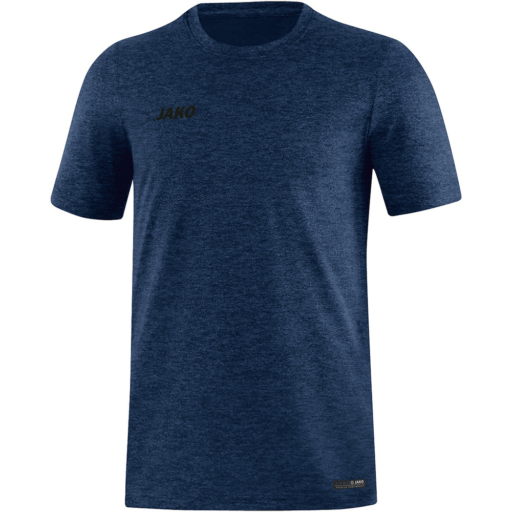 CAMISETA JAKO PREMIUM BASICS MANGA CORTA, MARINO MELANGE HOMBRE. S M L XL 2XL 3XL 4XL 