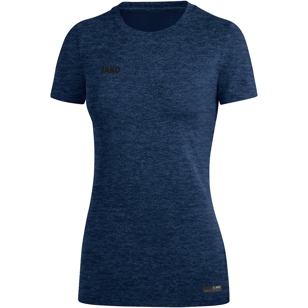 CAMISETA JAKO PREMIUM BASICS MANGA CORTA, MARINO MELANGE MUJER. 34 36 38 40 42 44 