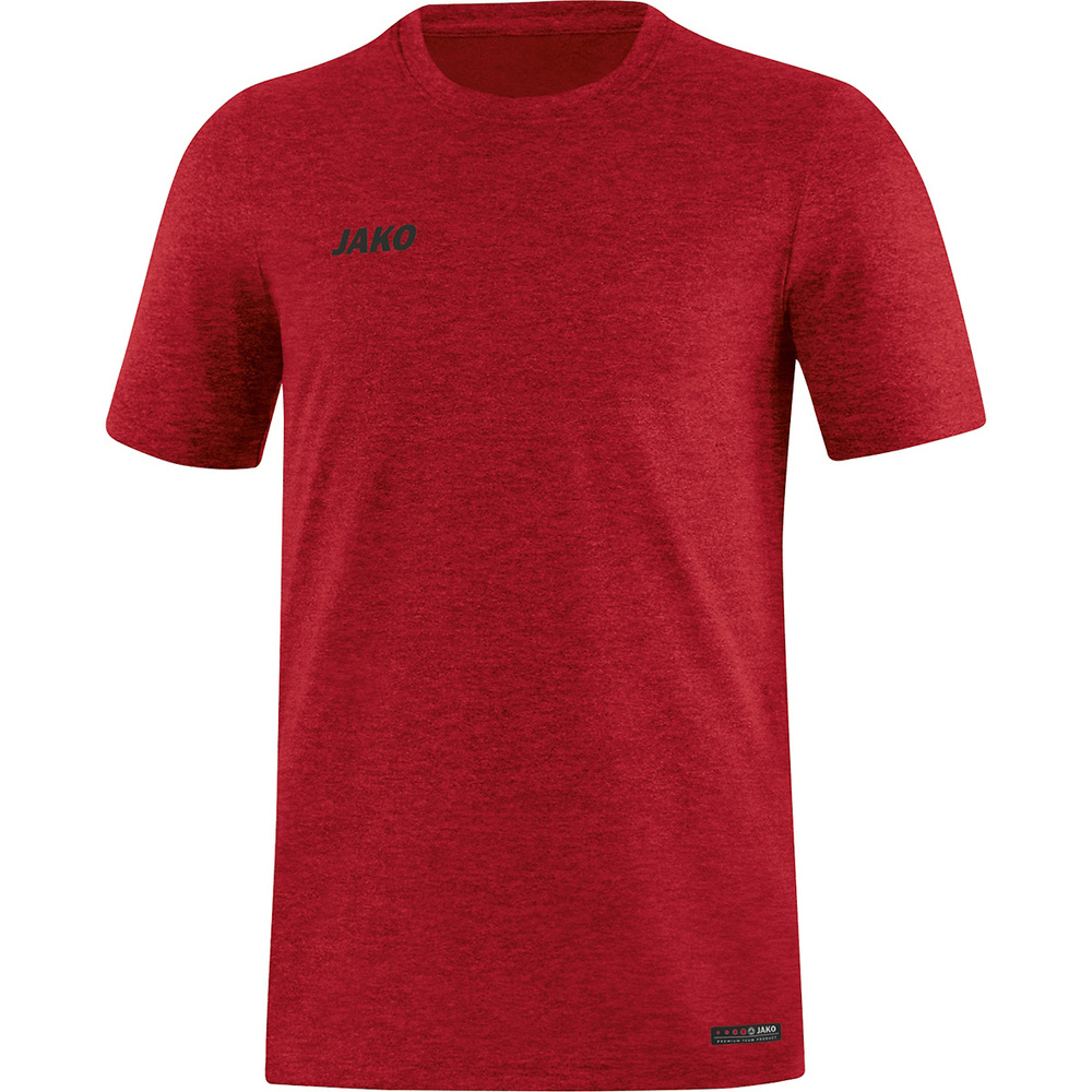 CAMISETA JAKO PREMIUM BASICS MANGA CORTA, ROJA MELANGE HOMBRE. S M L XL 2XL 3XL 4XL 