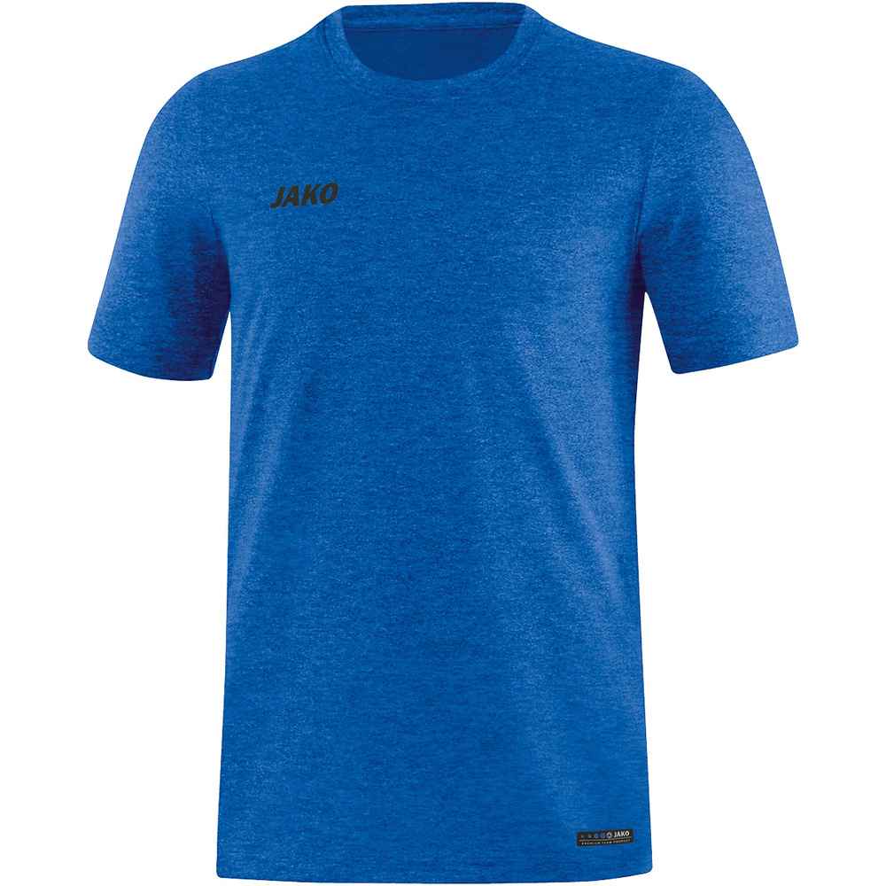 CAMISETA JAKO PREMIUM BASICS MANGA CORTA, ROYAL MELANGE HOMBRE. S M L XL 2XL 3XL 4XL 