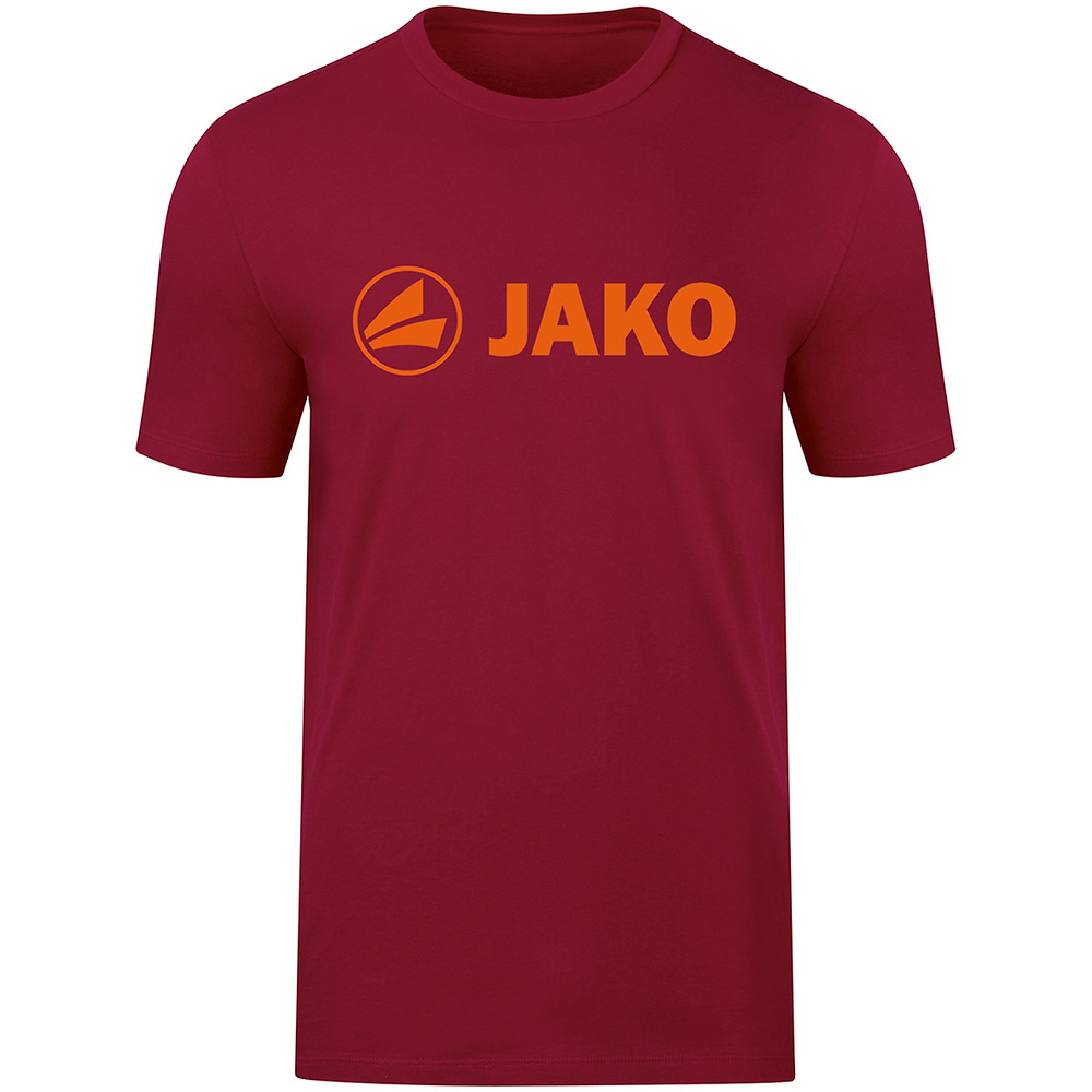 CAMISETA JAKO PROMO, BURDEOS-NARANJA NEÓN HOMBRE. S M L XL 2XL 3XL 4XL 