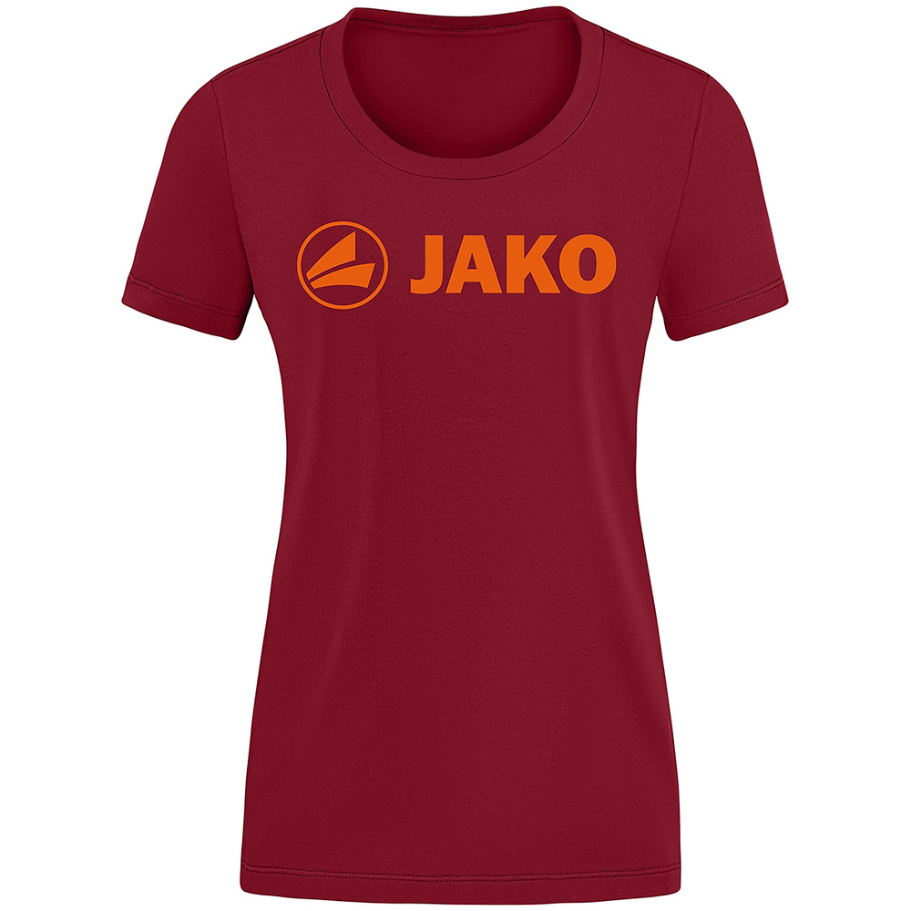 CAMISETA JAKO PROMO, BURDEOS-NARANJA NEÓN MUJER. 34 36 38 40 42 44 