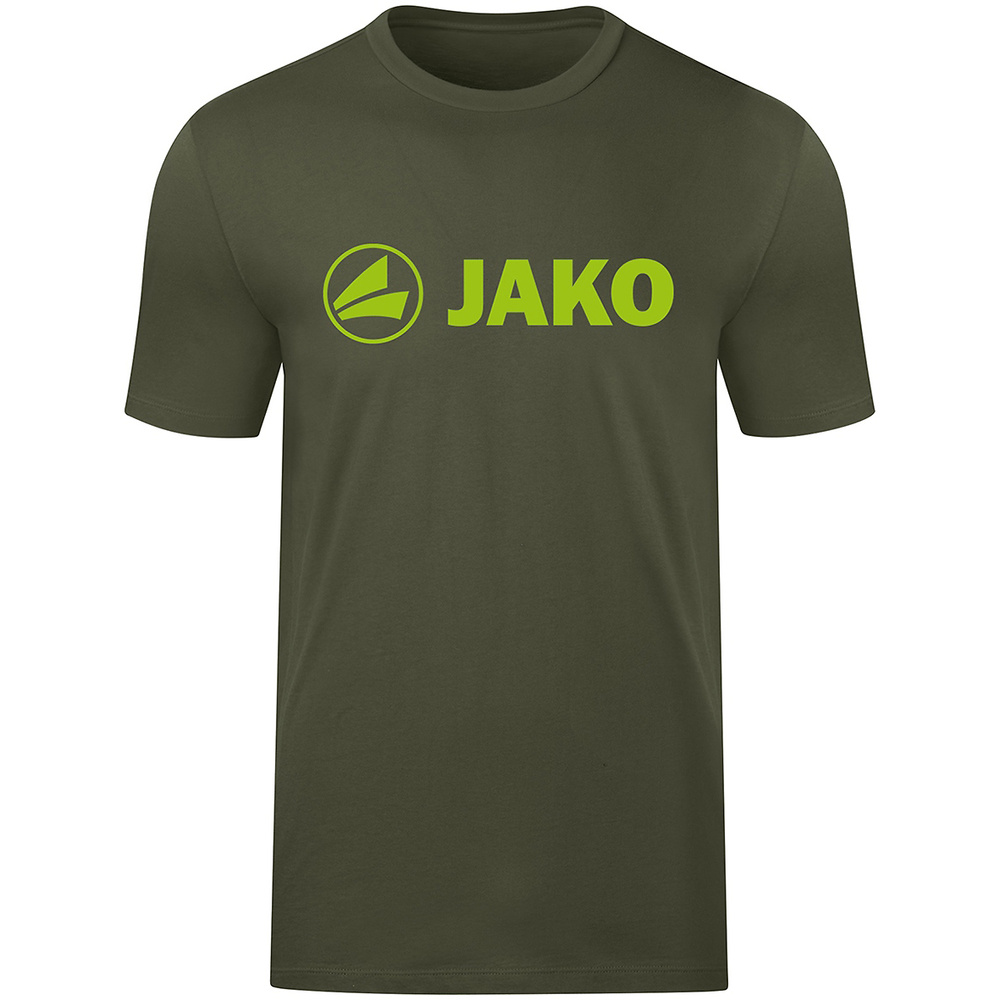 CAMISETA JAKO PROMO, CAQUI-VERDE NEÓN HOMBRE. S M L XL 2XL 3XL 4XL 