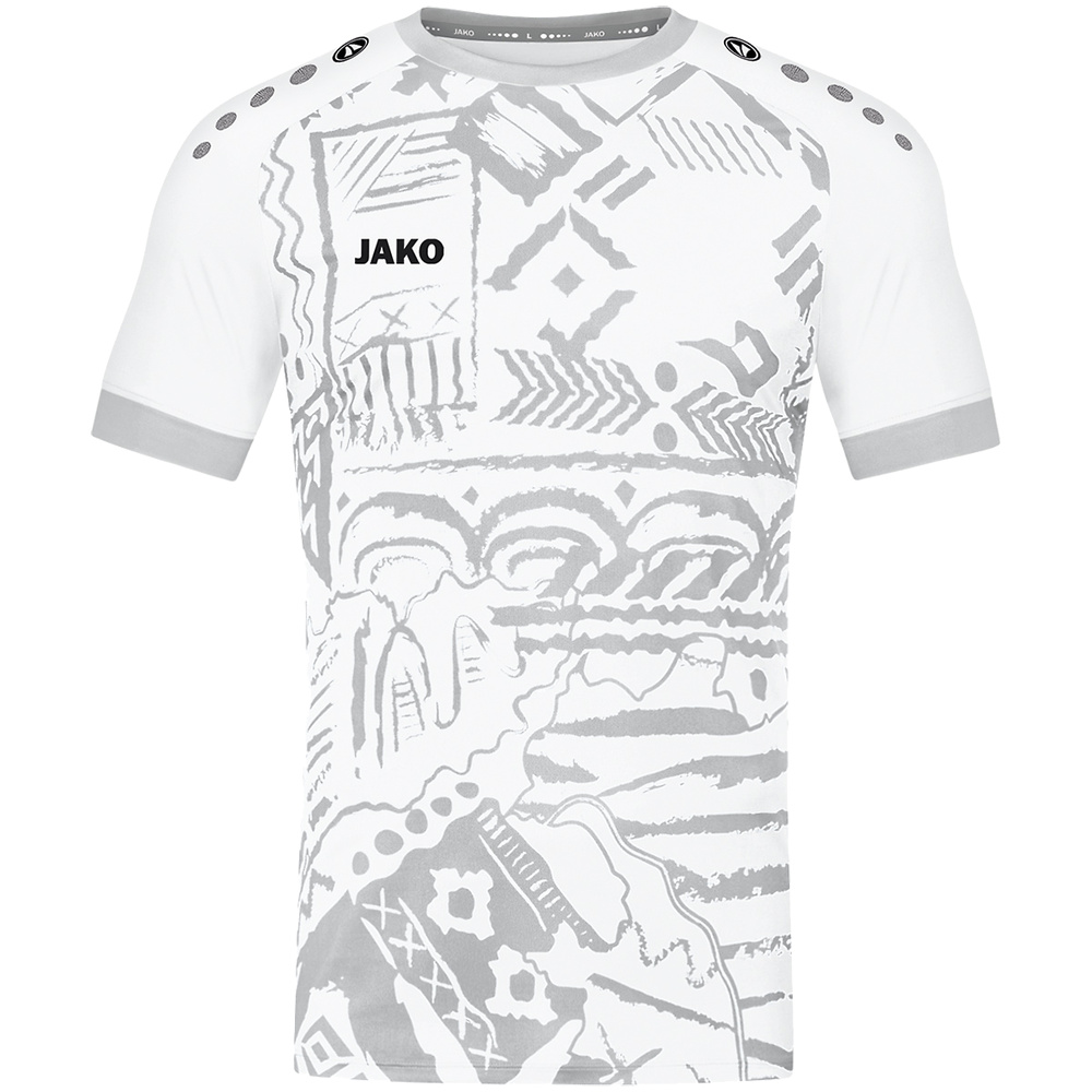 CAMISETA JAKO TROPICANA MANGA CORTA, BLANCA-PLATA NIÑO. 128 140 152 164 