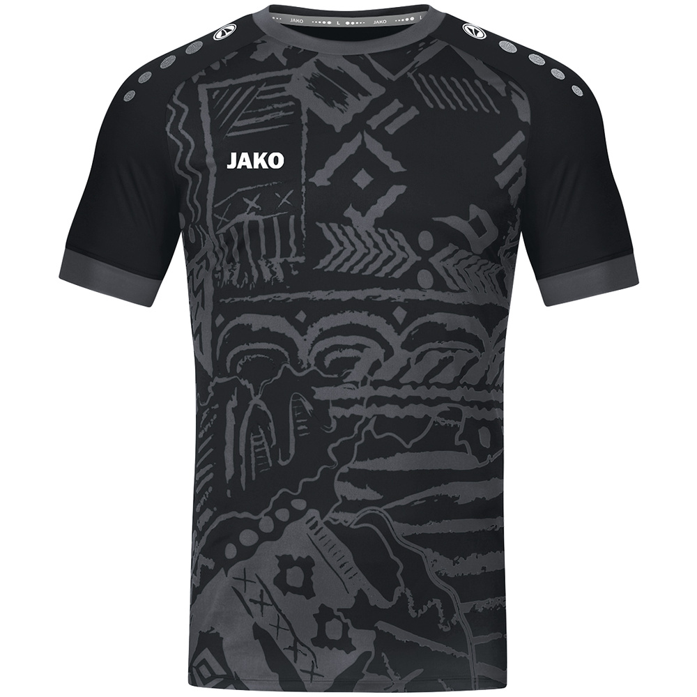 CAMISETA JAKO TROPICANA MANGA CORTA, NEGRA-ANTRACITA HOMBRE. S M L XL 2XL 