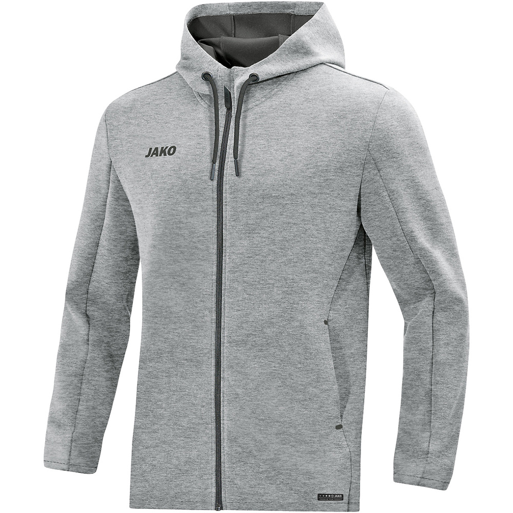 CHAQUETA CHÁNDAL JAKO PREMIUM BASICS, GRIS CLARO MELANGE HOMBRE. S M L XL 2XL 3XL 4XL 