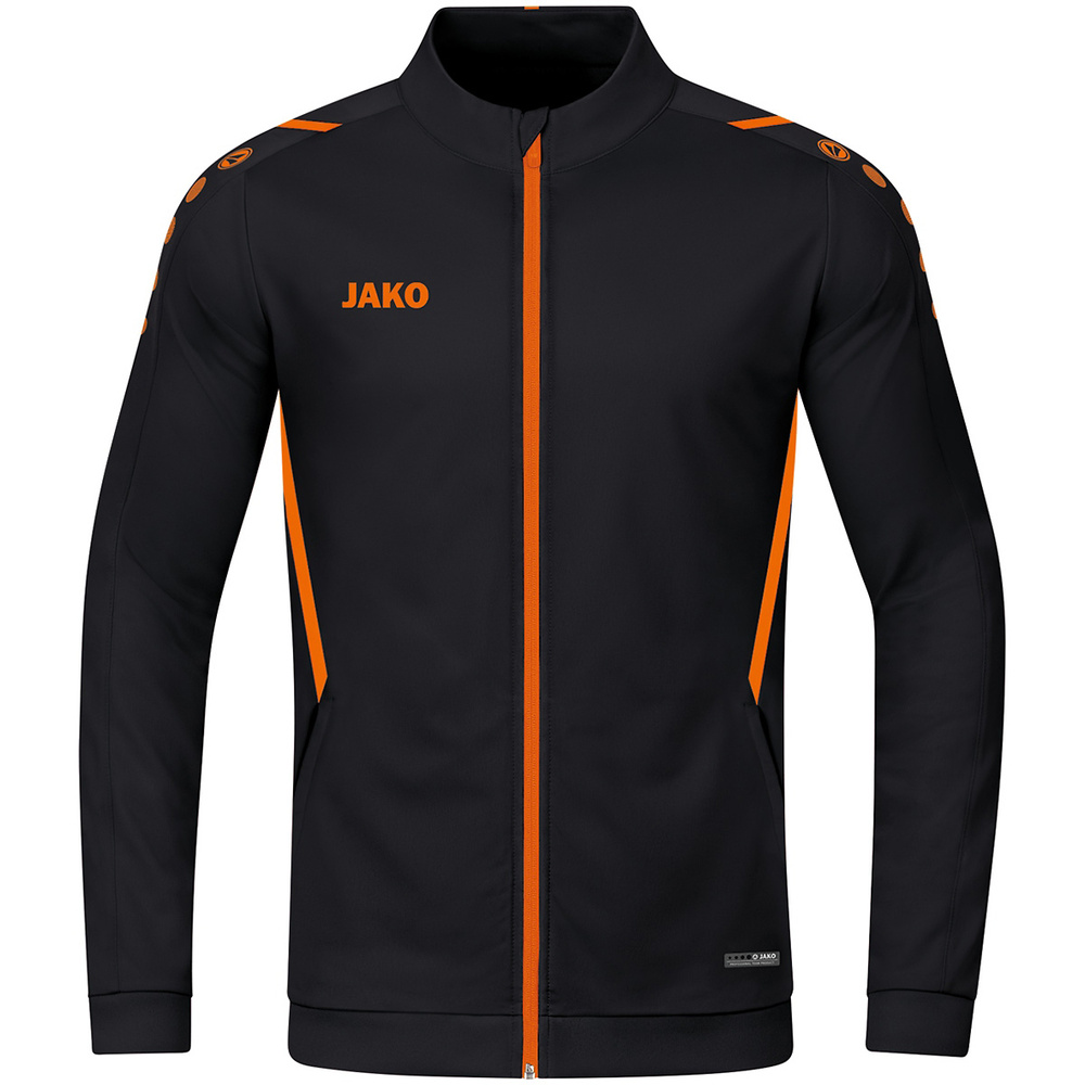 CHAQUETA CHÁNDAL POLIÉSTER JAKO CHALLENGE, NEGRA-NARANJA NEÓN HOMBRE. S M L XL 2XL 3XL 4XL 